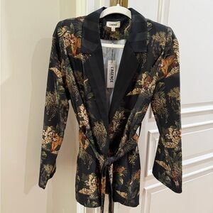 L'AGENCE Black Botanical Print Blazer
